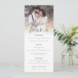 Modernes Foto Overlay Elegante Skripthochzeit Menükarte