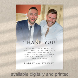 Modernes Foto Overlay QR Gay Wedding Vielen Dank Karte