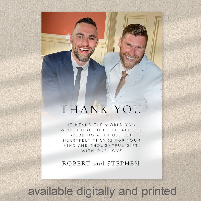 Modernes Foto Overlay QR Gay Wedding Vielen Dank Karte (Von Creator hochgeladen)