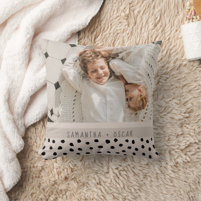 Modernes Foto Pastell Personalisierter Name Gesche Kissen (Decke)