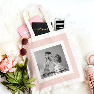 Modernes Foto Pastell Pink Einfaches Geschenk Tragetasche