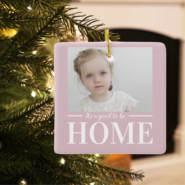 Modernes Foto Pastell Pink Familie Zuhause-Geschen Keramikornament (Von Creator hochgeladen)