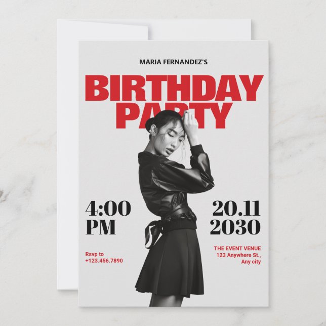 Modernes Foto-Poster-Magazin Geburtstag Einladung (Vorderseite)