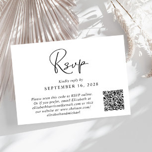 Modernes Foto QR Code Hochzeit RSVP Karte
