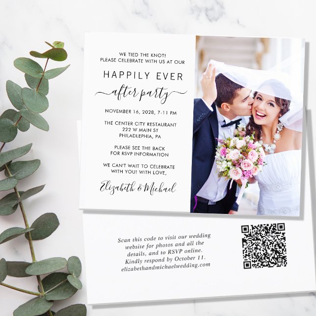 Modernes Foto QR Code Hochzeitsempfang Einladung (Von Creator hochgeladen)