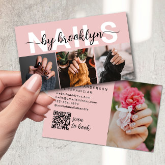 Modernes Foto QR Code Nail Artist Visitenkarte