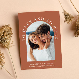 Modernes Foto QR Code Terracotta Wedding Einladung