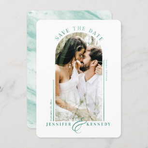 Modernes Foto Rahmen Emerald Marble Back Save The Date