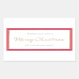 Modernes Foto Rahmen Merry Christmas Label Rechteckiger Aufkleber
