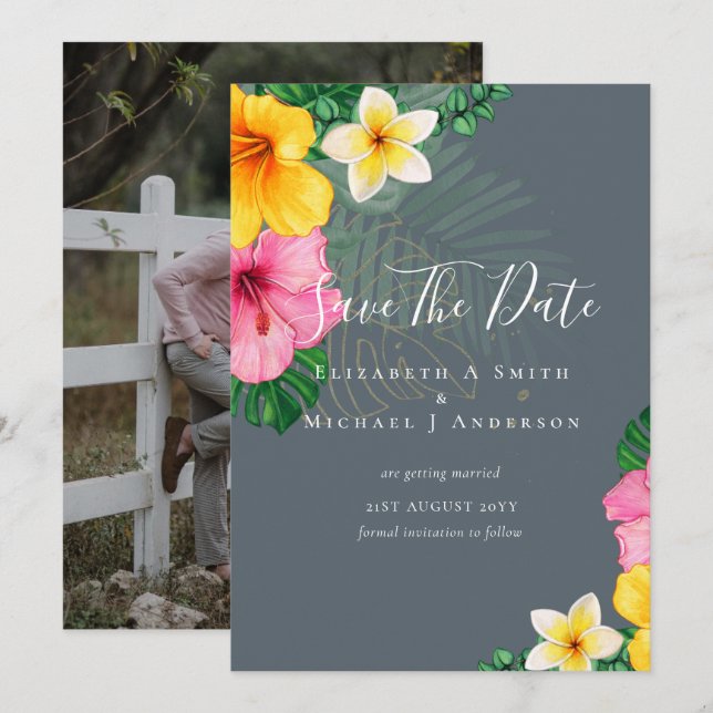 Modernes Foto Rette Dates TROPICAL BLUME Strand (Vorne/Hinten)