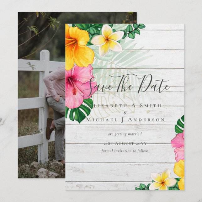 Modernes Foto Rette Dates TROPICAL BLUME Strand (Vorne/Hinten)
