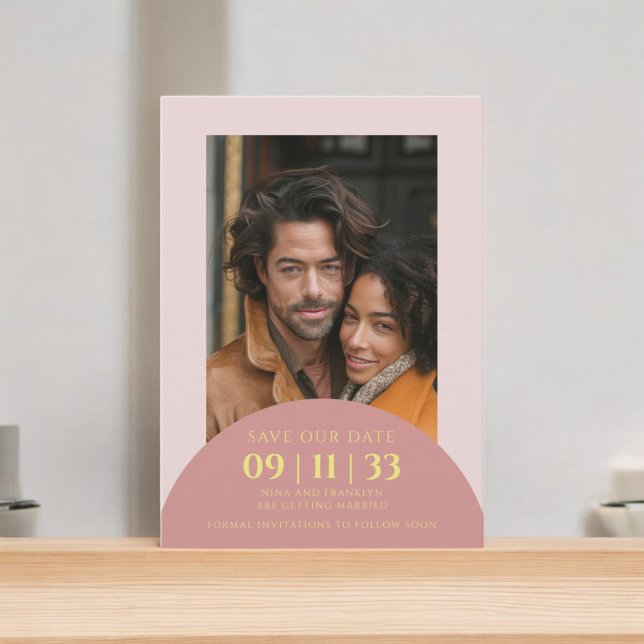 Modernes Foto rette die Hochzeitstermin-Karte Einladung (photo modern arch save the date card fully editable to suite your needs)