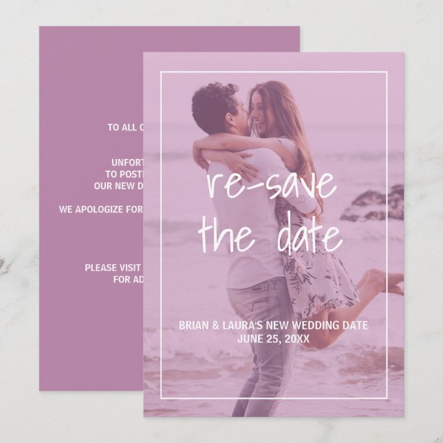 Modernes Foto Rosa Filter Hochzeitspause Einladung (Vorne/Hinten)