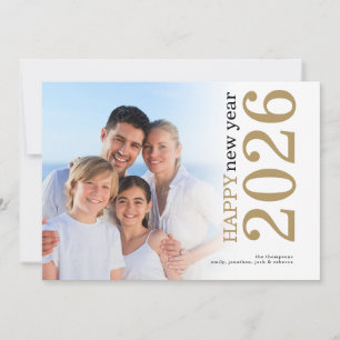 Modernes Foto Rotated Text Happy New Year 2026 Gol Feiertagskarte