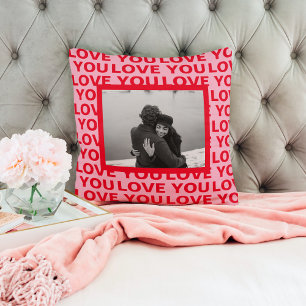 Modernes Foto   Rote und rosa Liebe Ihr Valentines Kissen