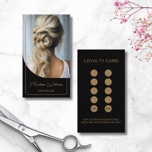 Modernes Foto Salon Haare Stylist Black Gold Treuekarte