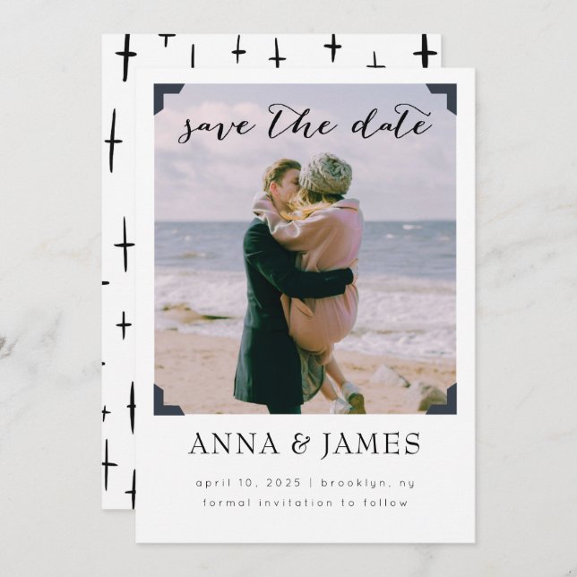 Modernes Foto Save the Date (Vorne/Hinten)