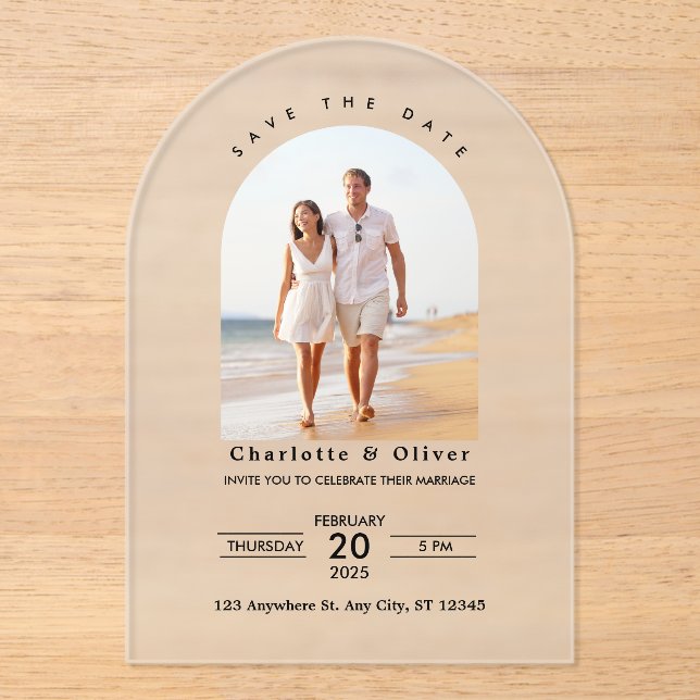 Modernes Foto Save the Date Acryleinladungen (Vorderseite)