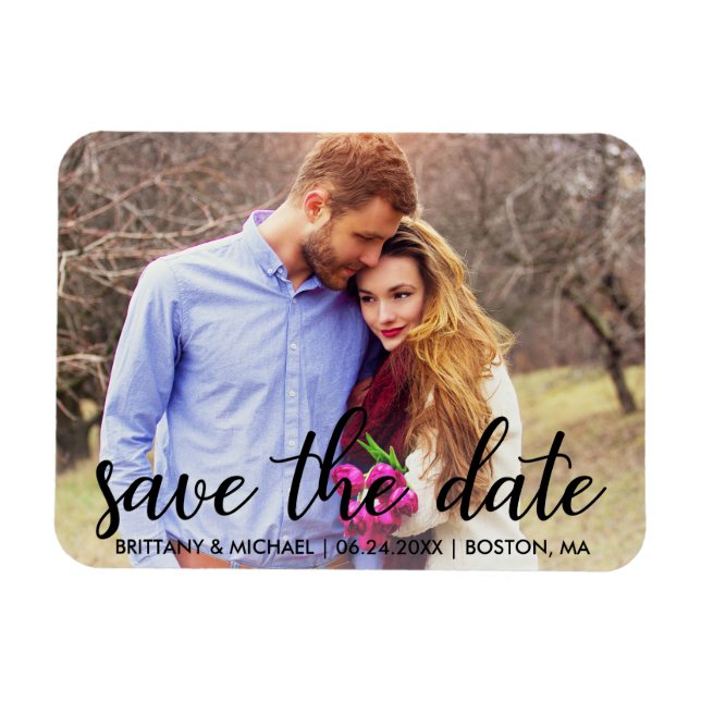 Modernes Foto Save the Date der Verlobung Magnet (Horizontal)