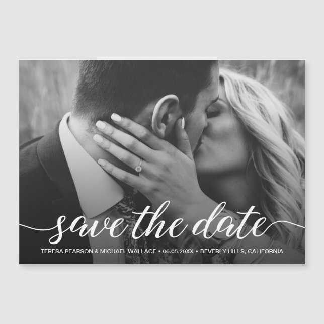 Modernes Foto Save the Date der Verlobung Magnetkarte (Vorderseite)