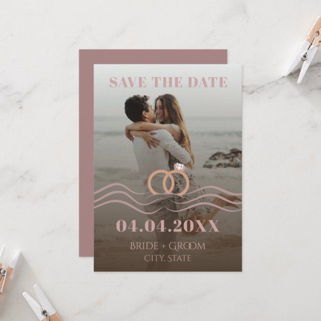 Modernes Foto Save the Date Einladung (Vorderseite/Rückseite Beispiel)