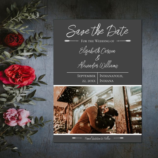 Modernes Foto Save the Date | Grau (Modern Photo Save the Date - Gray)
