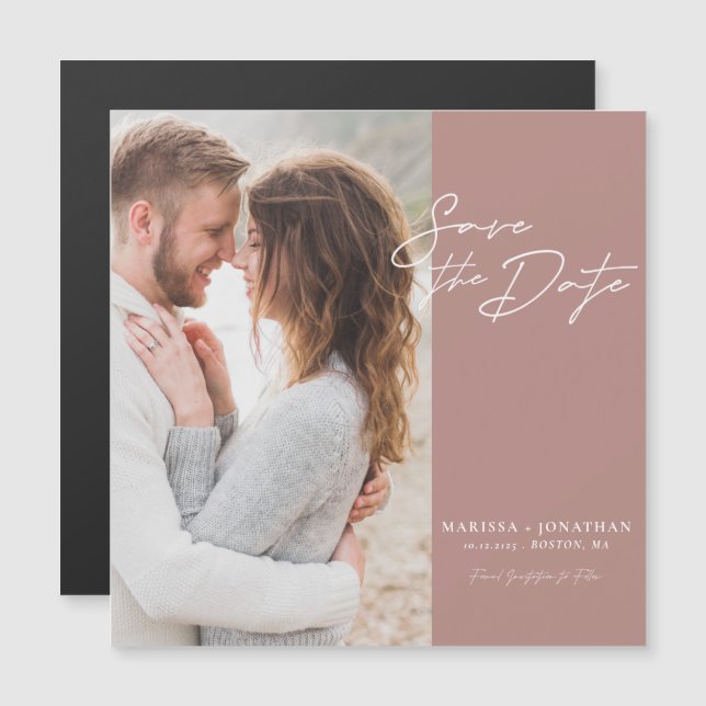 Modernes Foto Save the Date Hochzeitskarte Magnetkarte (Vorne/Hinten)