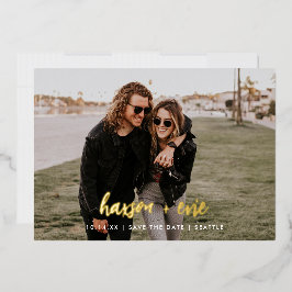 Modernes Foto Save the Date kühne Foil Names Folieneinladung
