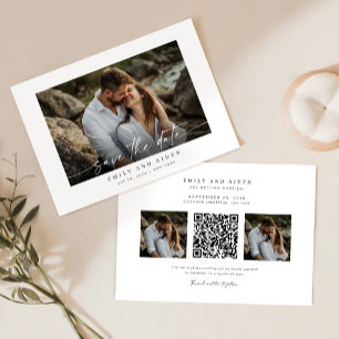 Modernes Foto Save the Date mit QR-Code