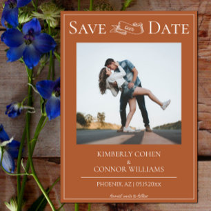 Modernes Foto Save-the-Date mit verbranntem Orange Save The Date