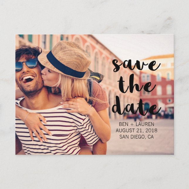 Modernes Foto Save the Date Postkarte (Vorderseite)