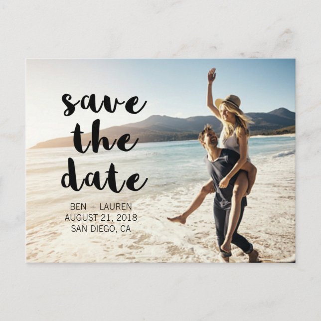 Modernes Foto Save the Date Postkarte (Vorderseite)