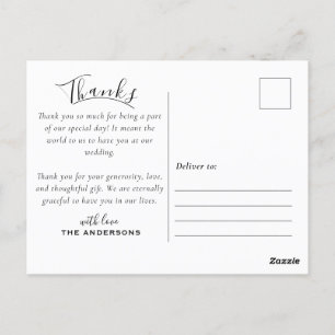Modernes Foto Schwarz & Weiß Hochzeit Danke Postkarte
