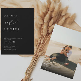 Modernes Foto Schwarz & Weiß Hochzeit Einladung