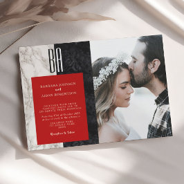 Modernes Foto Schwarz-weiß Hochzeitsempfang Einladung