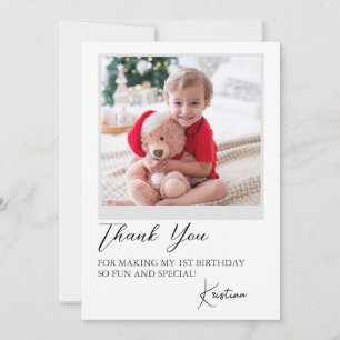 Modernes Foto Script Geburtstag Danke Karte