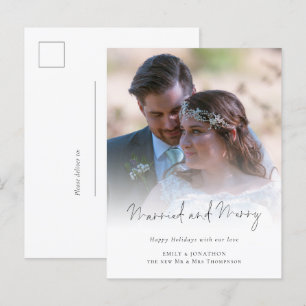 Modernes Foto Script Verheiratet und Merry Holiday Postkarte