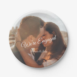 Modernes Foto Script Wir sind Verlobtes Party Pappteller