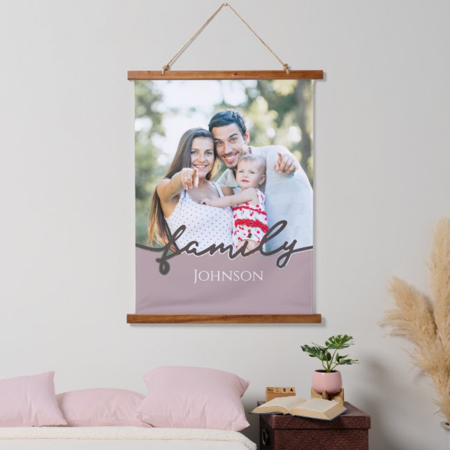 Modernes Foto-Skript Trendy Keepake Wandteppich Mit Holzrahmen (Schlafzimmer)