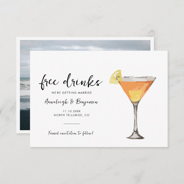 Modernes Foto-SkriptWedding Save the Date (Vorne/Hinten)