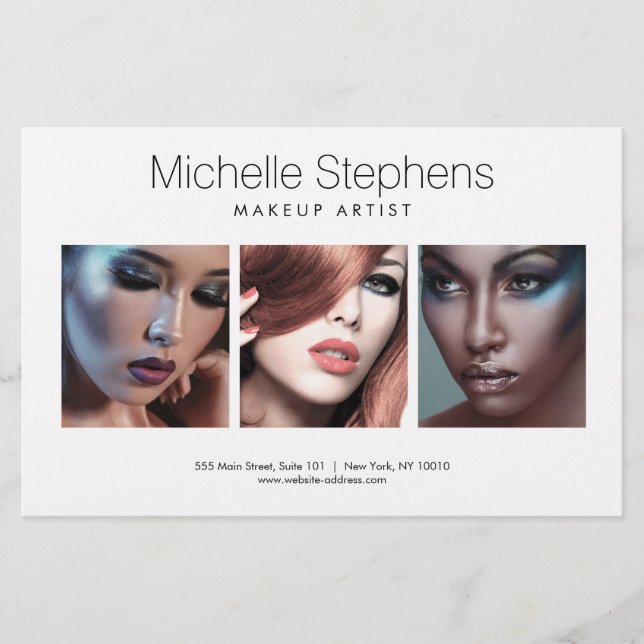Modernes Foto Trio für Makeup-Künstler, Stylist Flyer (Vorne)