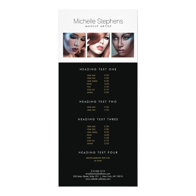 Modernes Foto Trio für Makeup-Künstler, Stylist Werbekarte (Vorne)