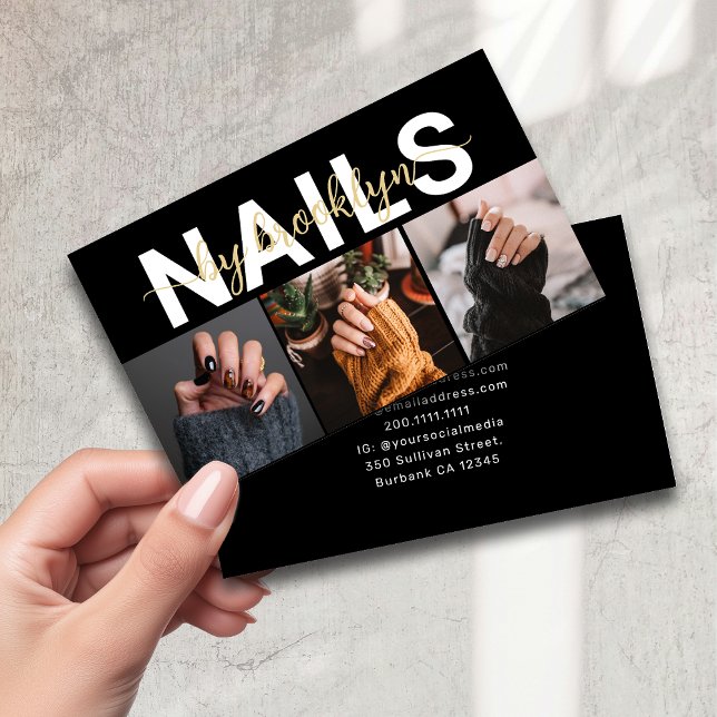 Modernes Foto Typografie Nail Artist Visitenkarte (Von Creator hochgeladen)