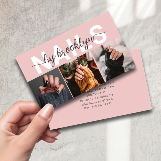 Modernes Foto Typografie Nail Artist Visitenkarte (Von Creator hochgeladen)