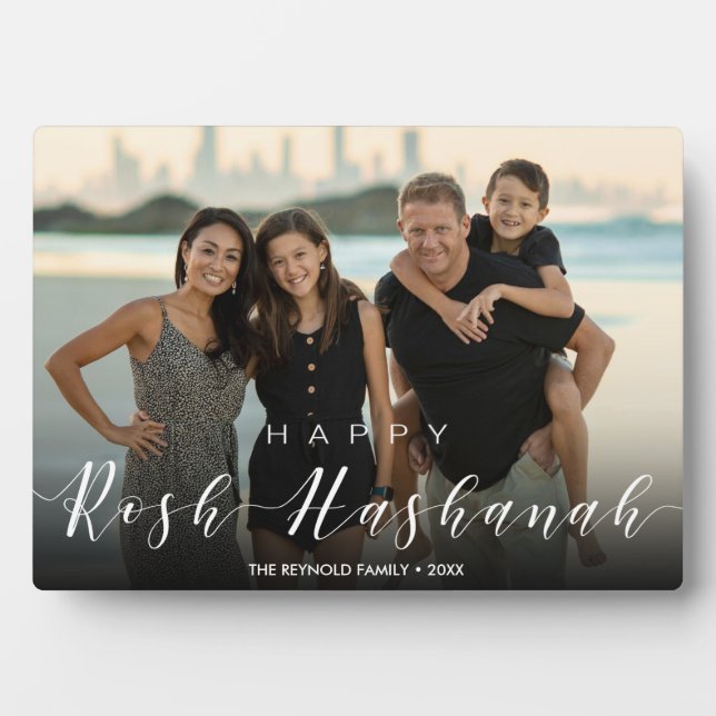 Modernes Foto Typografie Rosh Hashanah Neujahr Fotoplatte (Vorderseite)