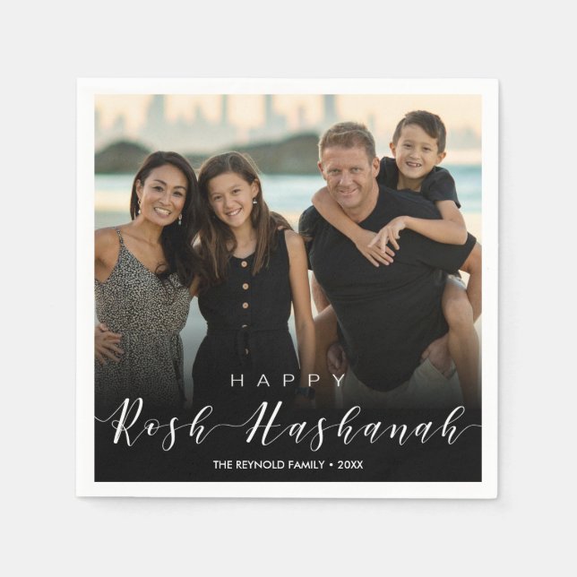 Modernes Foto Typografie Rosh Hashanah Neujahr Serviette (Vorderseite)