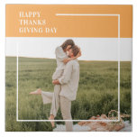 Modernes Foto und ein gutes Erntedankfest Fliese<br><div class="desc">Modernes Foto & Glückwunsch,  das beste Geschenk für Ihre Freunde und Familie,  Personalisierter Erntedank Text mit Herbstfarben.</div>