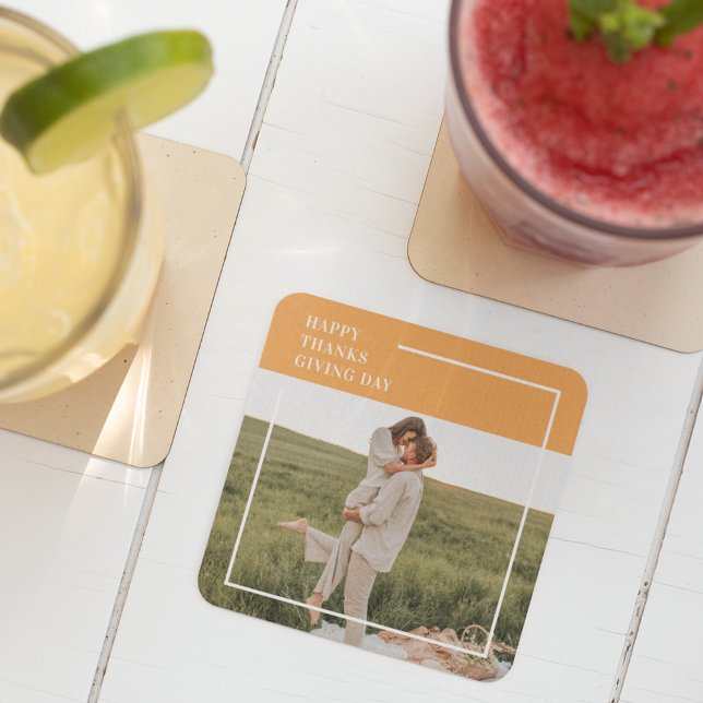 Modernes Foto und ein gutes Erntedankfest Glasuntersetzer (Von Creator hochgeladen)