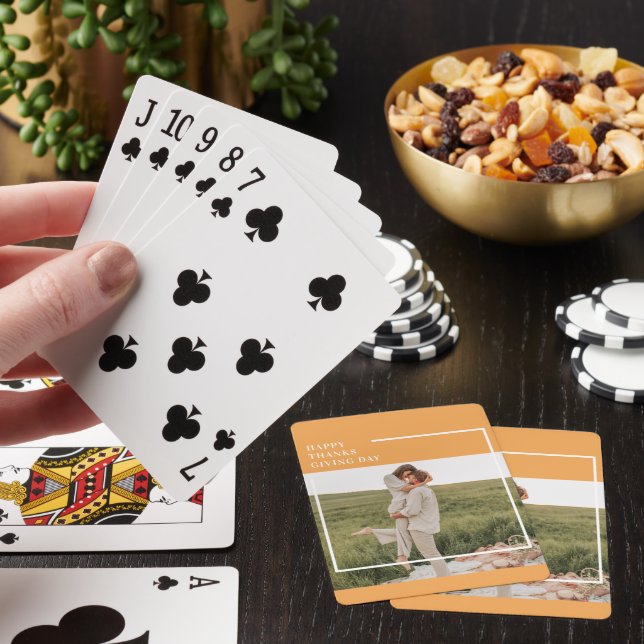 Modernes Foto und ein gutes Erntedankfest Spielkarten (In Situ)