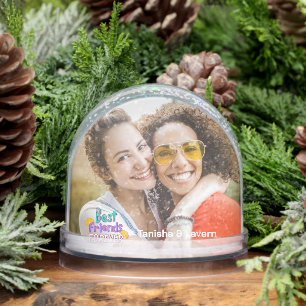 Modernes Foto und Name der besten Freunde Schneekugeln